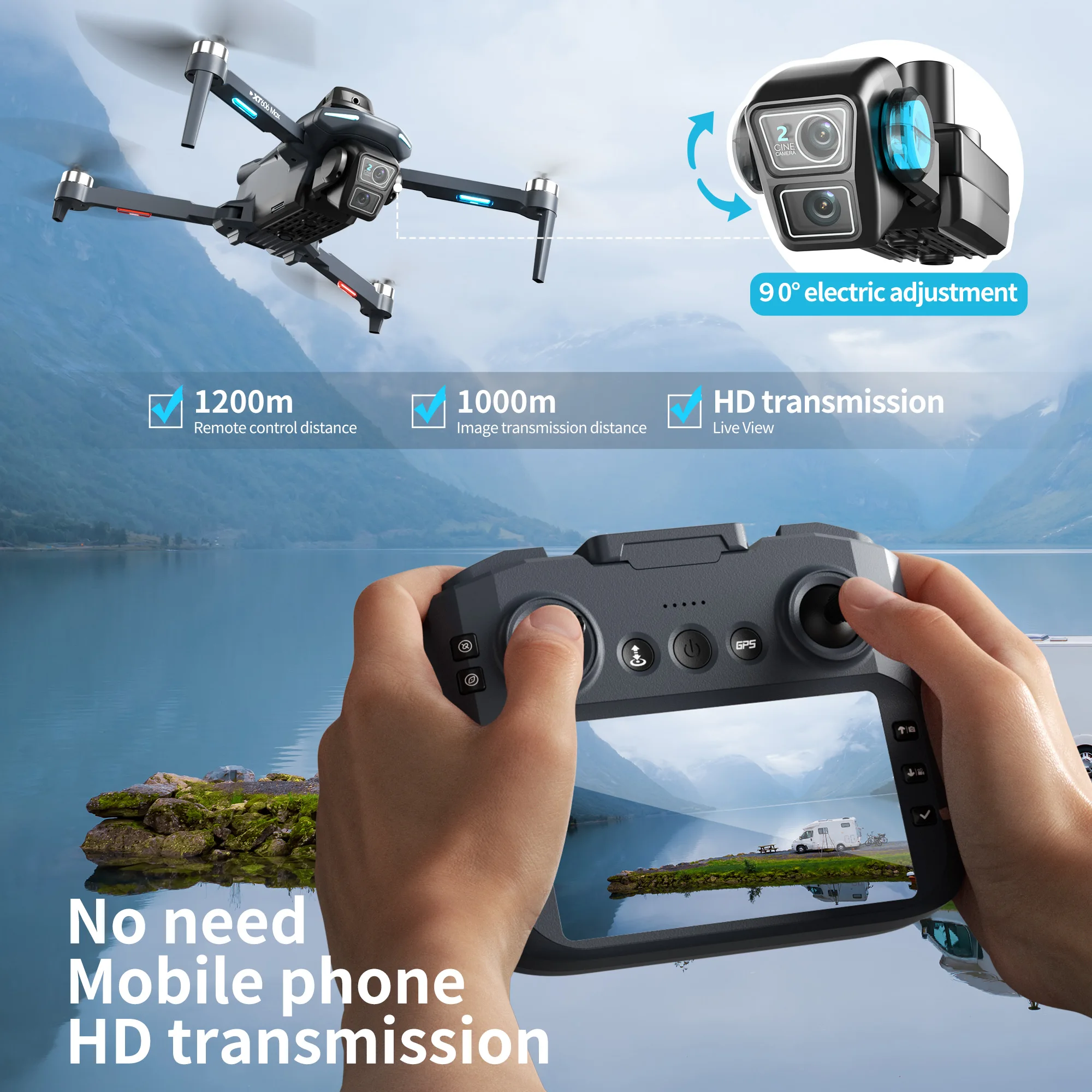 Оригинальный дрон XT606 MAX GP – обзор и цена Drone Racing Camera